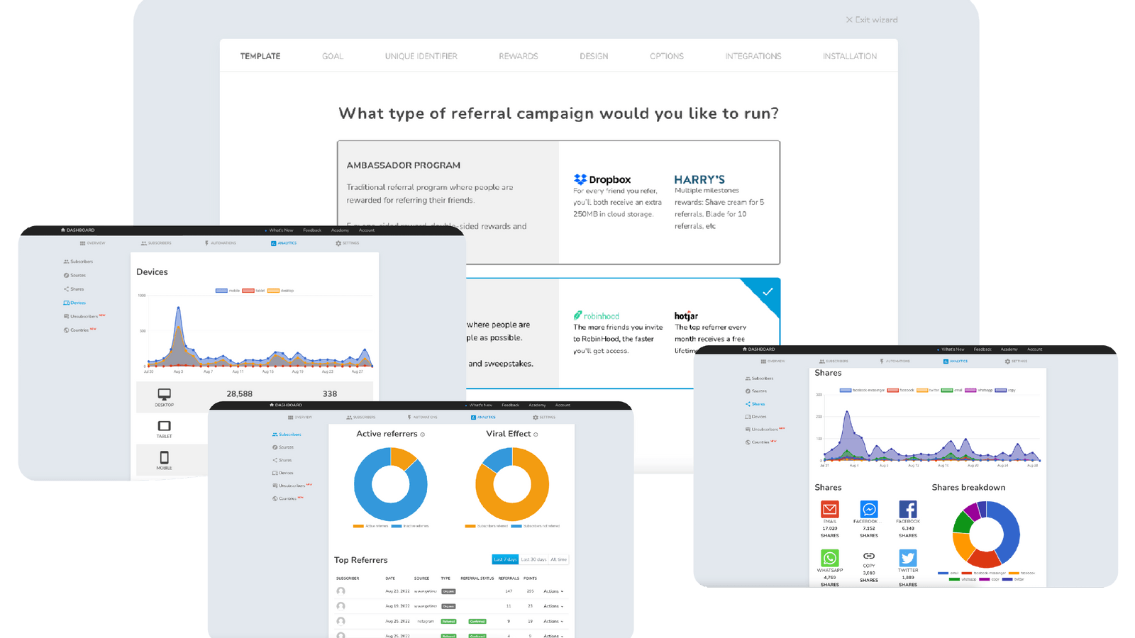 Everything to build, manage, and track a referral program.